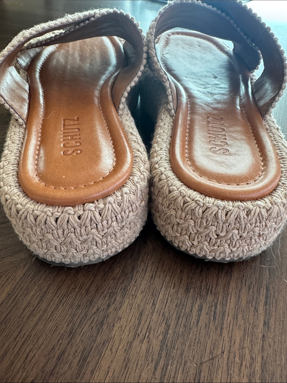 SCHUTZ Tan Crochet Crossband Slide Sandals - Picture 8 of 8